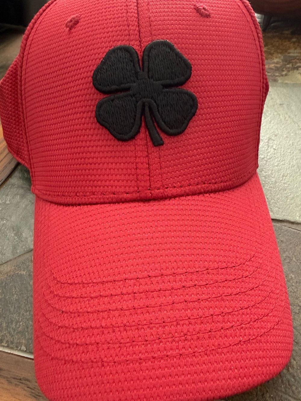 NEW Red Baseball Cap with Black Clover Patch